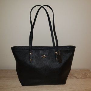 EUC Coach Black Leather "On Purpose" City Zip Top Tote IMBLK F75628